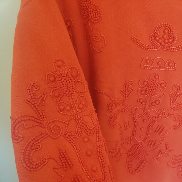 Akemi + Kin Elyria Orange Beaded Sweatshirt Medium - Picture 9 of 10